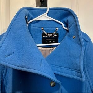 J. Crew blue wool Coat with Zipper and buttons, over the neck fit